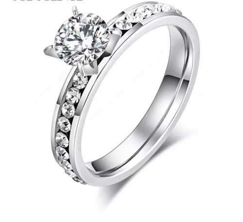 Retail Price R1399 SILVER SOLID RING WITH SIMULATED DIAMONDS SIZE 8 US TITANIUM (NEVER FADE)
