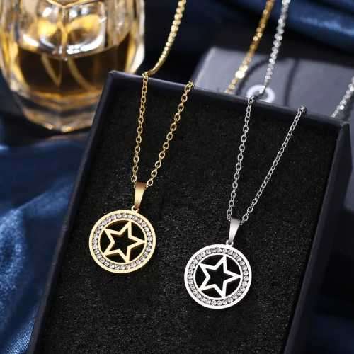 Retail Price R1399 SILVER STAR Necklace with Simulated Stones 45cm TITANIUM (NEVER FADE)