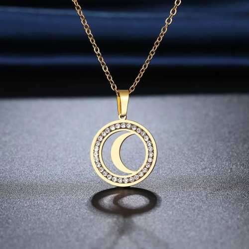 Retail Price R1399 SILVER MOON Necklace with Simulated Stones 45cm TITANIUM (NEVER FADE)
