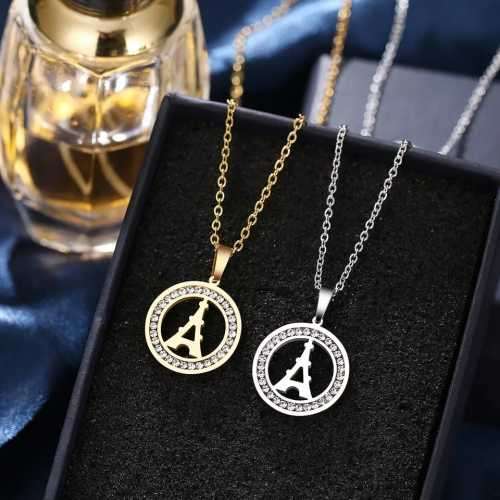Retail Price R1399 SILVER EIFFEL TOWER Necklace with Simulated Stones 45cm TITANIUM (NEVER FADE)