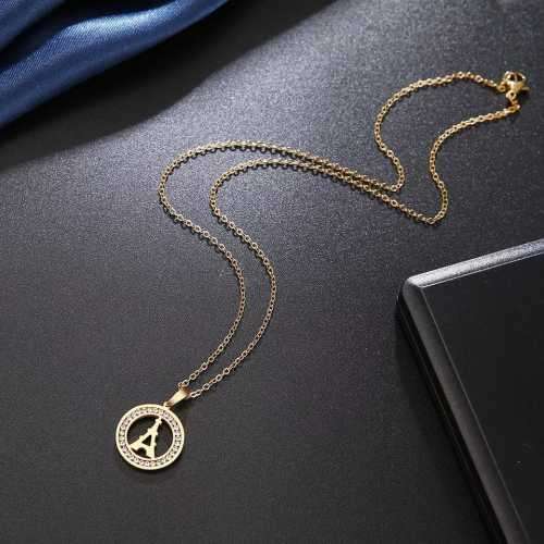 Retail Price R1399 SILVER EIFFEL TOWER Necklace with Simulated Stones 45cm TITANIUM (NEVER FADE)