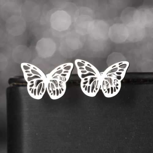 Retail Price R599 SILVER BUTTERFLY Earrings TITANIUM (NEVER FADE)