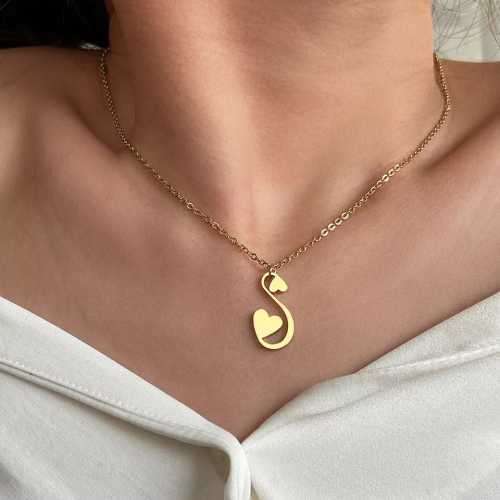 Retail Price R1099 SILVER TWO HEARTS Necklace 45cm TITANIUM (NEVER FADE)