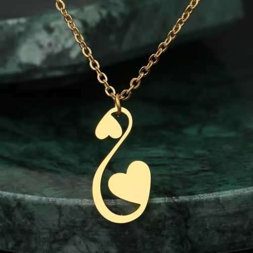 Retail Price R1099 SILVER TWO HEARTS Necklace 45cm TITANIUM (NEVER FADE)