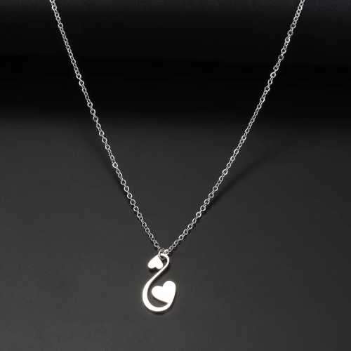 Retail Price R1099 SILVER TWO HEARTS Necklace 45cm TITANIUM (NEVER FADE)
