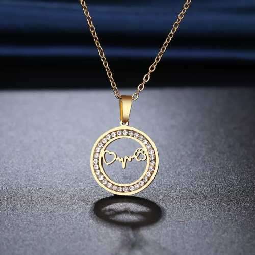 Retail Price R1399 SILVER HEARTBEAT PAW Necklace with Simulated Stones 45cm TITANIUM (NEVER FADE)
