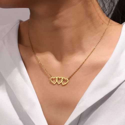 Retail Price R1299 TITANIUM (NEVER FADE) GOLD THREE HEARTS Necklace 45cm