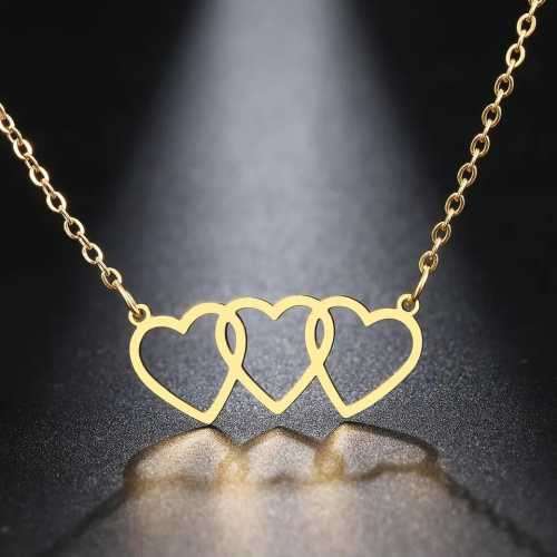 Retail Price R1299 TITANIUM (NEVER FADE) GOLD THREE HEARTS Necklace 45cm