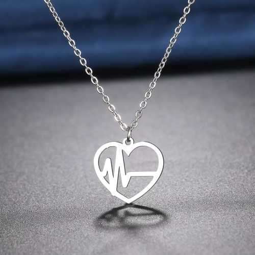 Retail Price R1199 TITANIUM (NEVER FADE) SILVER HEARTBEAT HEART Necklace 45cm