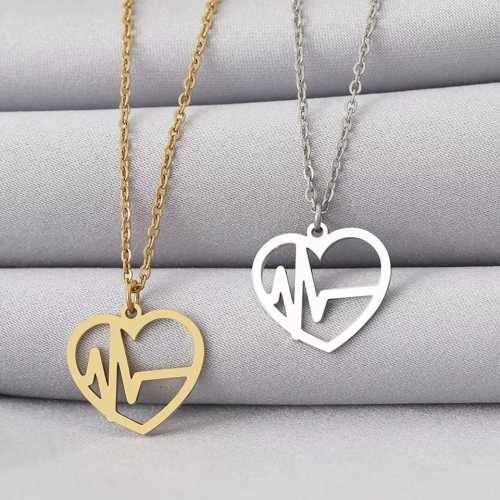 Retail Price R1199 TITANIUM (NEVER FADE) SILVER HEARTBEAT HEART Necklace 45cm