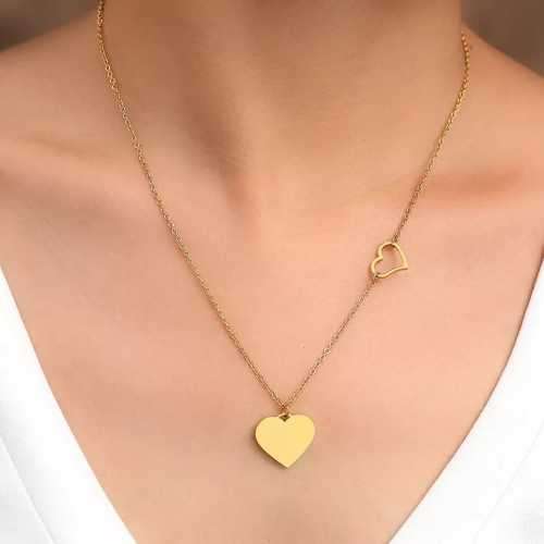 Retail Price R1299 TITANIUM (NEVER FADE) SILVER HOLLOW & SOLID HEARTS Necklace 45cm
