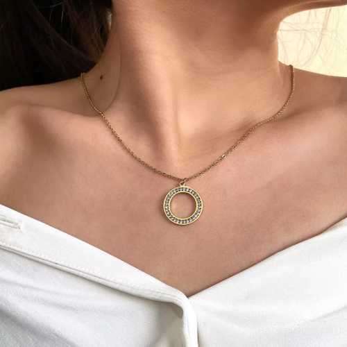 Retail Price R1399 SILVER CIRCLE Necklace with Simulated Stones 45cm TITANIUM (NEVER FADE)