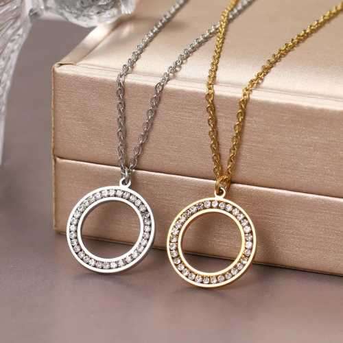 Retail Price R1399 SILVER CIRCLE Necklace with Simulated Stones 45cm TITANIUM (NEVER FADE)