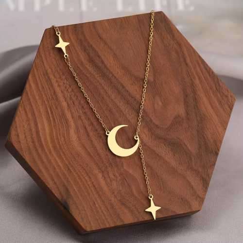 Retail Price R1199 TITANIUM (NEVER FADE) SILVER MOON AND STARS Necklace 45cm