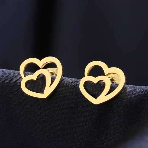 Retail Price R799 TITANIUM (NEVER FADE) GOLD DOUBLE HEART Earrings