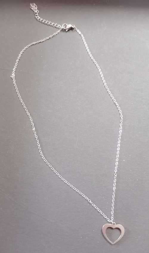 SILVER HOLLOW HEART (NEVER FADE) NECKLACE