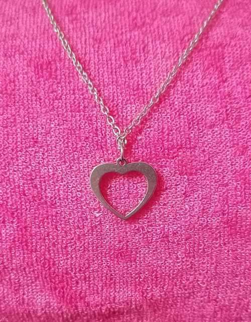 SILVER HOLLOW HEART (NEVER FADE) NECKLACE