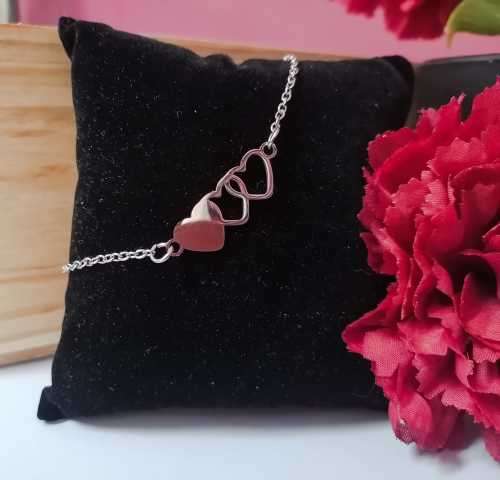 SILVER THREE HEARTS (NEVER FADE) NECKLACE