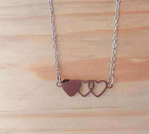 SILVER THREE HEARTS (NEVER FADE) NECKLACE