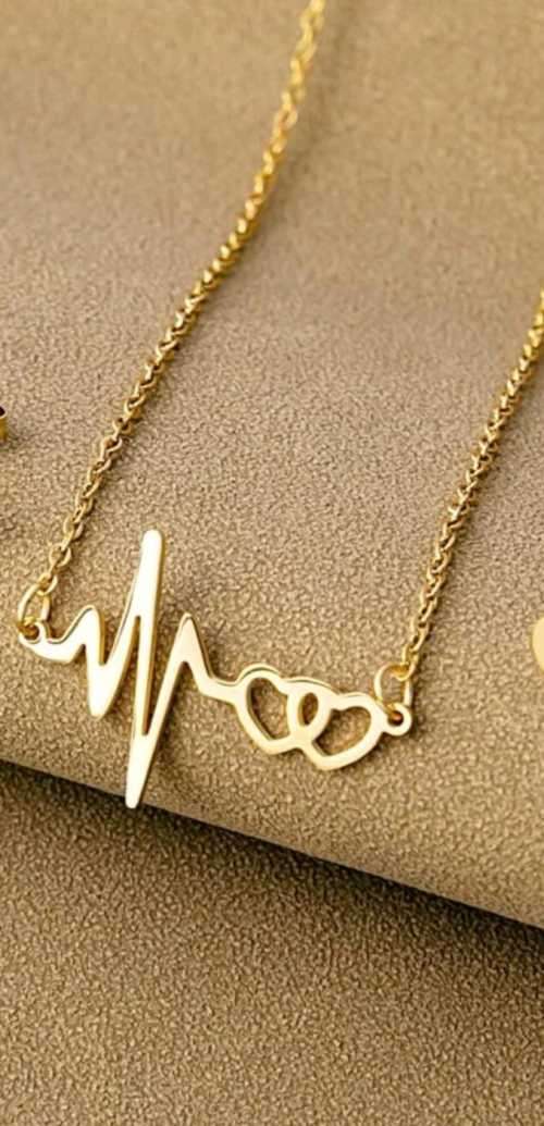 GOLD HEART EARRING & NECKLACE SET