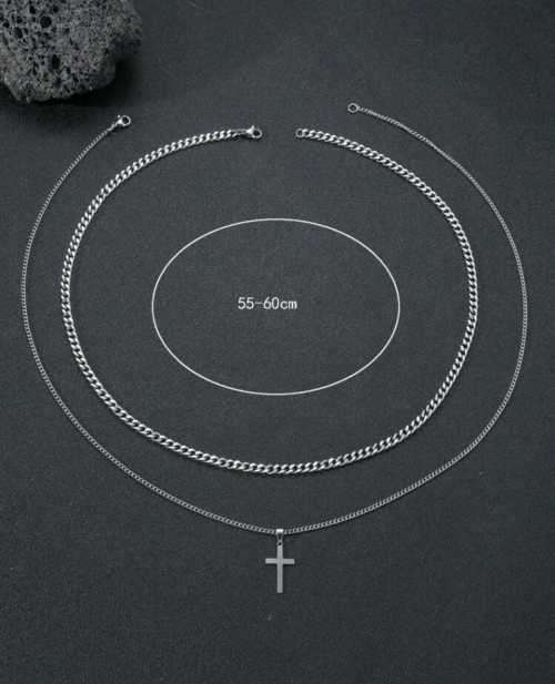 SILVER MENS 2 PIECE NECKLACES