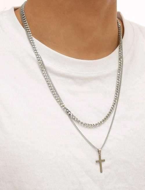 SILVER MENS 2 PIECE NECKLACES