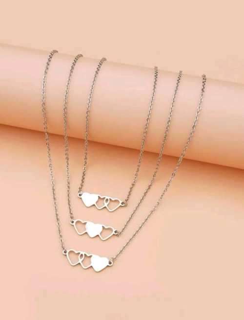 SILVER THREE HEARTS NECKLACE