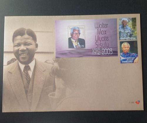 2008 Mandela 90th Birthday FDC 7.130 with Mandela Stamps & Walter Sisulu Commemorative Stamp