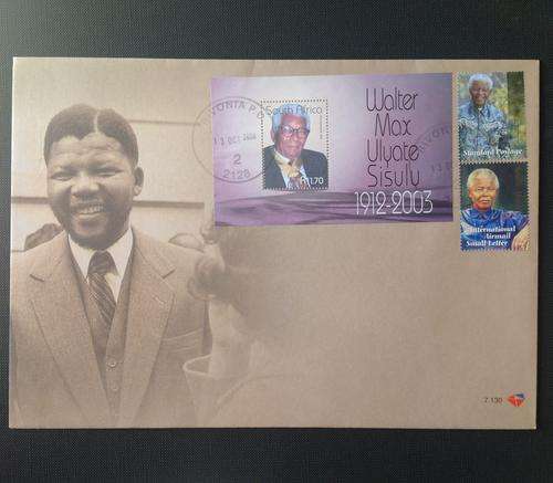 2008 Mandela 90th Birthday FDC 7.130 with Mandela Stamps & Walter Sisulu Stamp (Canc at Rivonia PO)