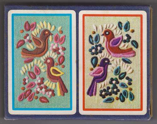 Lovely Vintage FOURNIER Playing Cards - Bird Tapestry design