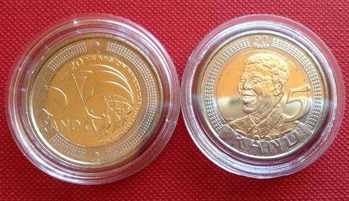 DELIGHTFUL DUO UNC Mandela R5 2008 90th Birthday + UNC 2014 20 Years of Freedom R5