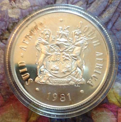RSA Proof 1981 Silver One Rand in capsule