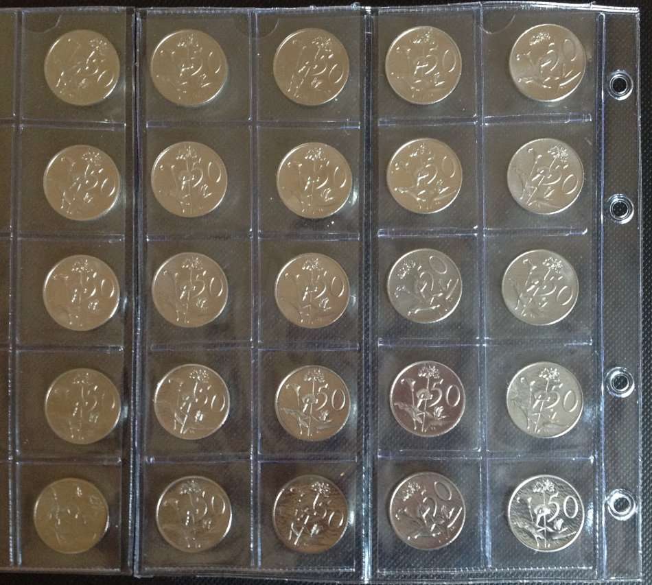 RSA SET OF PROOF FIFTY CENT COINS - 1965 TO 1989