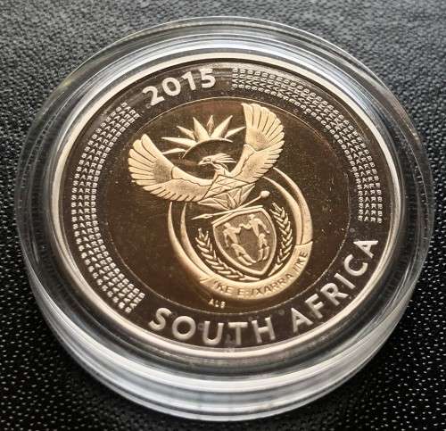 LIMITED EDITION PROOF GRIQUA TOWN (1815-2015) BI-METAL R5 WITH MAGNIFIER & COA