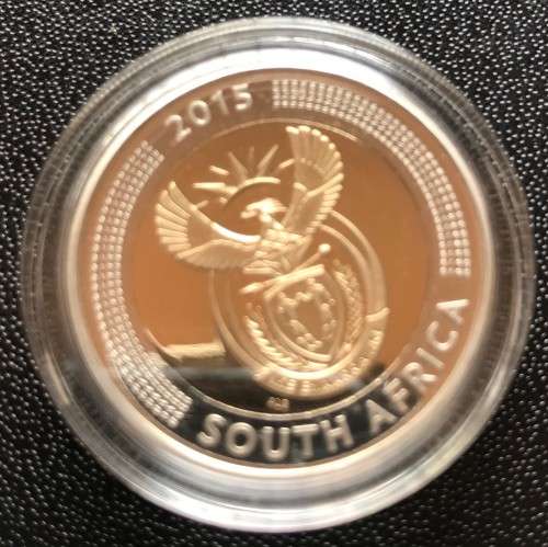 LIMITED EDITION PROOF GRIQUA TOWN (1815-2015) BI-METAL R5 WITH MAGNIFIER & COA