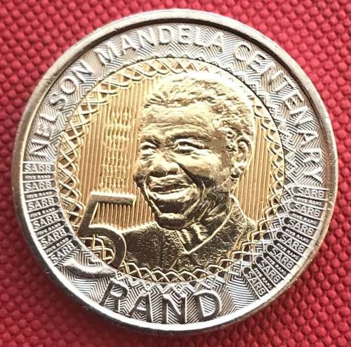 HOLOOGRAMMED 2018 MANDELA 100TH ANNIVERSARY UNC BI-METAL R5