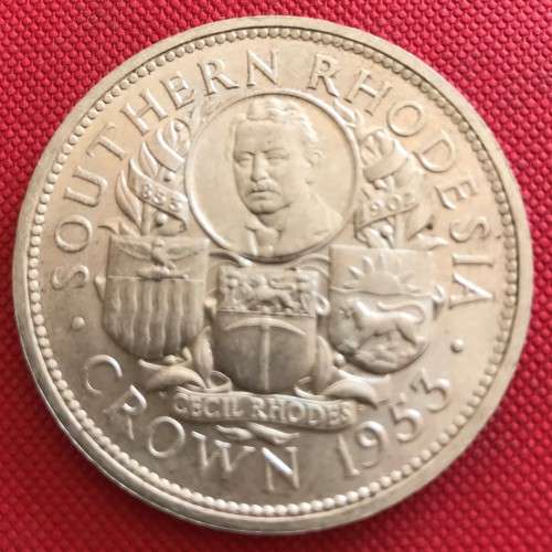 Beautiful Uncirculated Southern Rhodesia 1953 Cecil Rhodes Silver Crown (5 shillings)