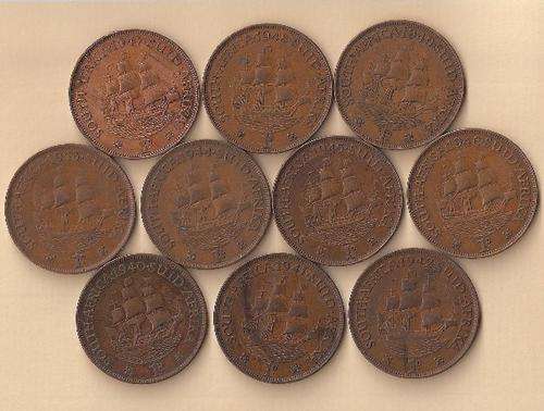 SA Union Set of 1940's Pennies 1940 1941 1942 1943 1944 1945 1946 1947 1948 1949