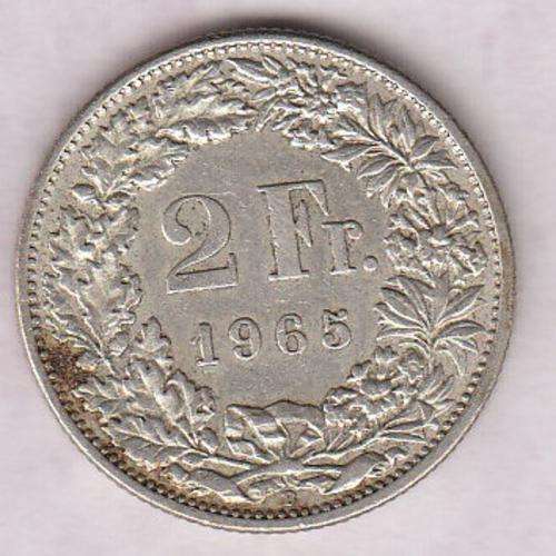 Switzerland 1965 Silver 2 Francs