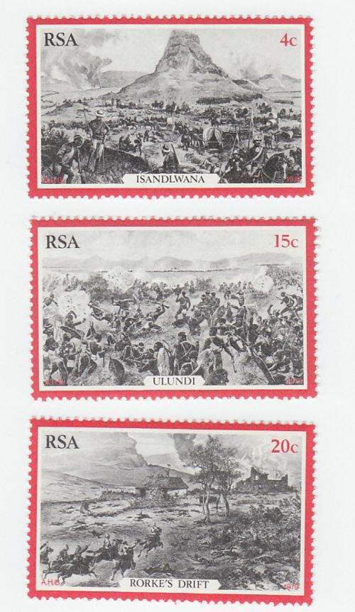 RSA 1979 Centenary of Zullu War - 3 Mint  Stamps SACC 463, 464, 465
