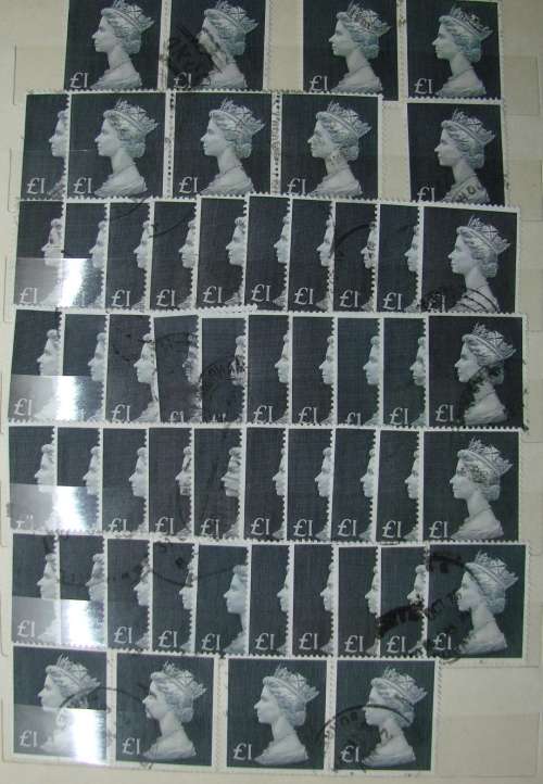 GREAT BRITAIN HIGH VALUE QUEEN ELIZABETH ONE POUND STAMPS