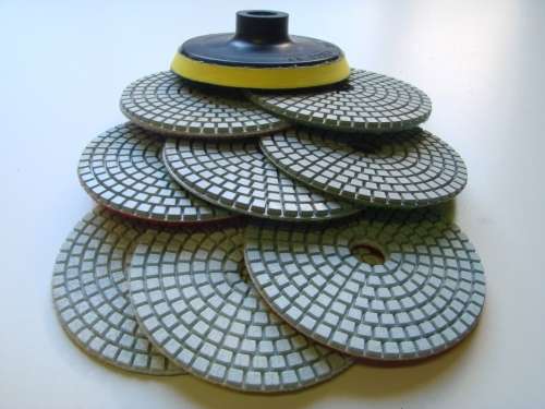SET OF 8 DIAMOND POLISHING PADS WITH BACKER DISC 4`