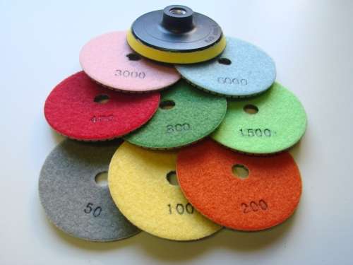 SET OF 8 DIAMOND POLISHING PADS WITH BACKER DISC 4`