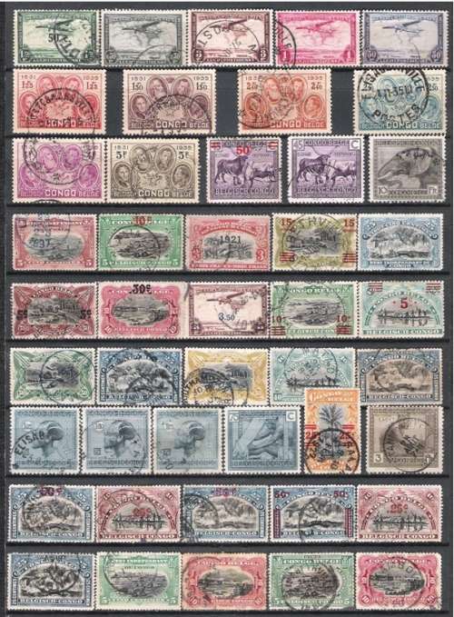 2 PAGES WITH SELECTION OF BELGUIM CONGO STAMPS