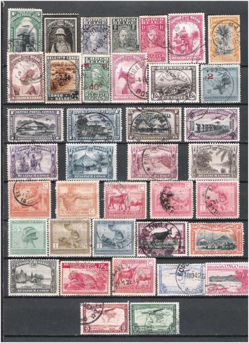 2 PAGES WITH SELECTION OF BELGUIM CONGO STAMPS