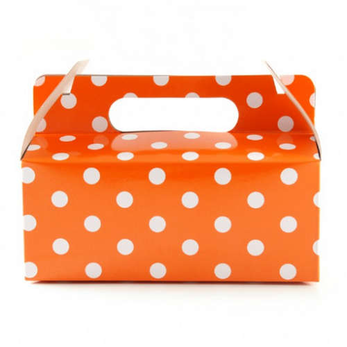 Coloured party boxes - 5 per pack - orange polka dot was R25 now R15