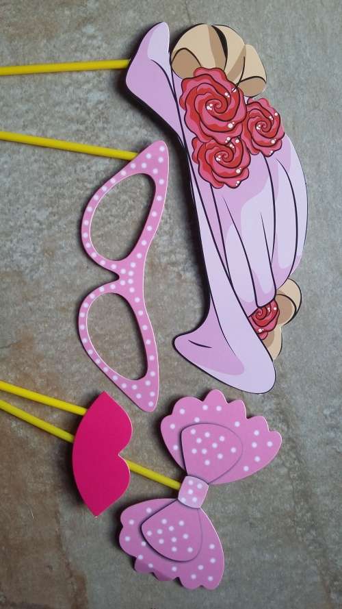 Photo props on sticks, 4 piece