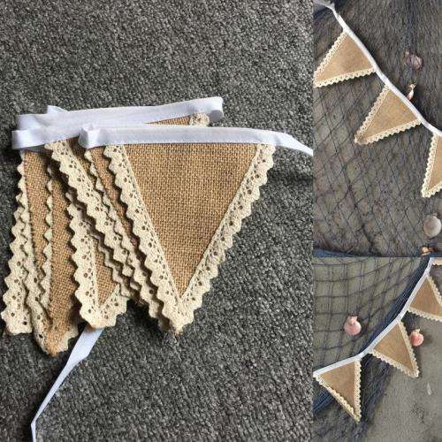 Hessian Banner Bunting, NB: The lace is white 1.5m