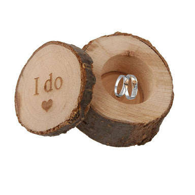 Wooden look Ring Box - I DO