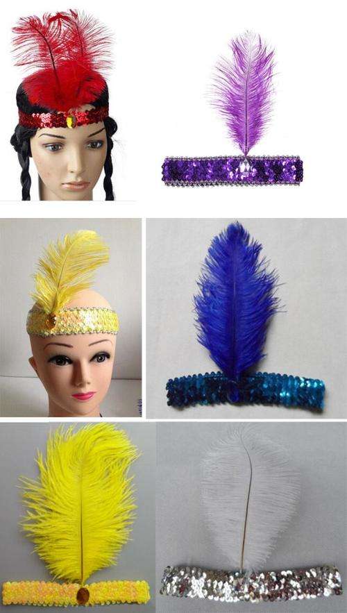 RED  sequins headband with feather Was R30 now R20